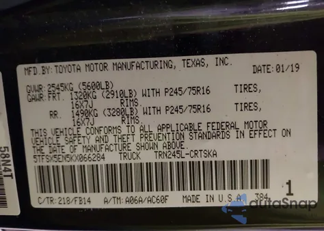 2019 Toyota Tacoma Sr z USA, uszkodzony, nr VIN 5TFSX5EN5KX066284